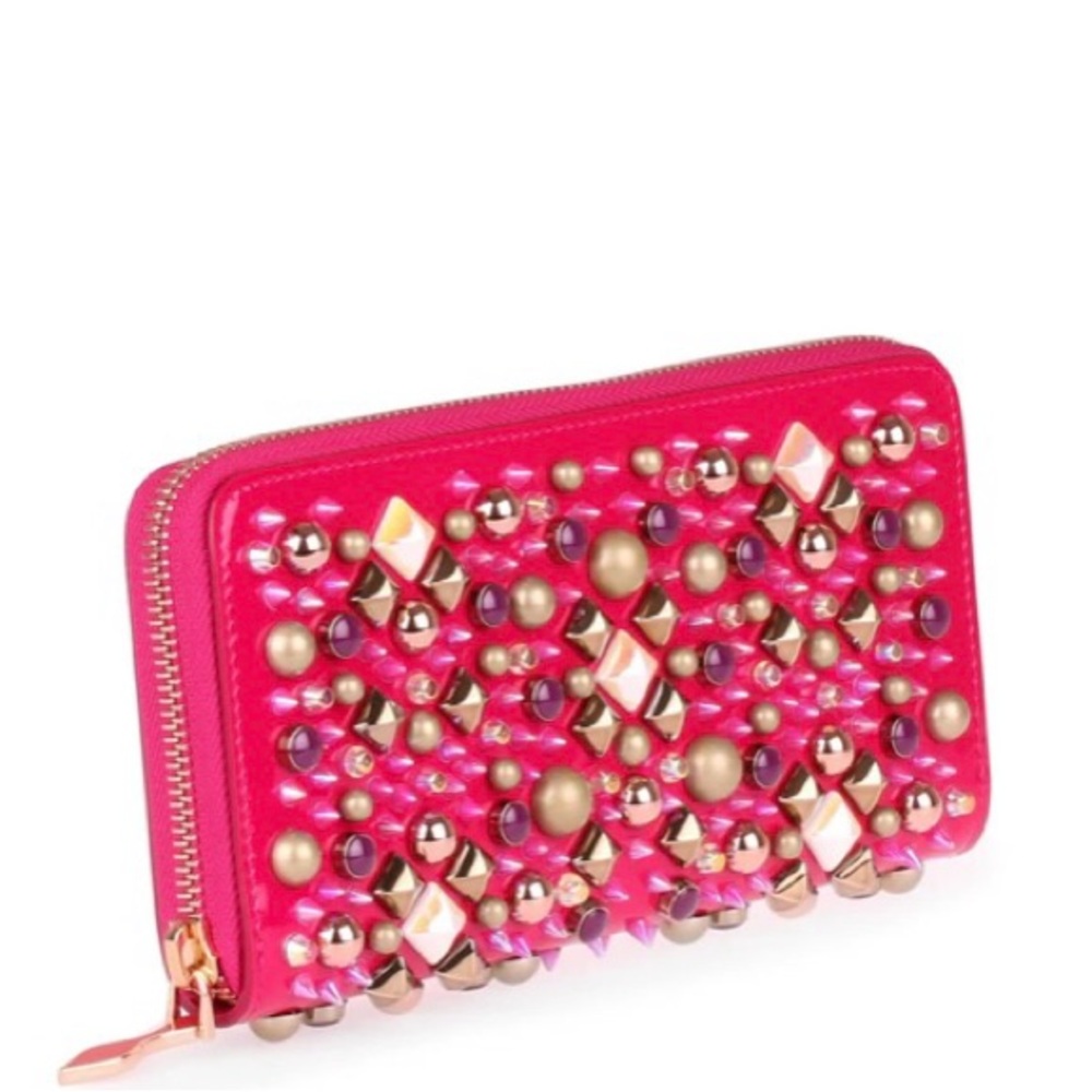 Christian Louboutin  Pink Pannettone Studded Wallet EUC like new condition